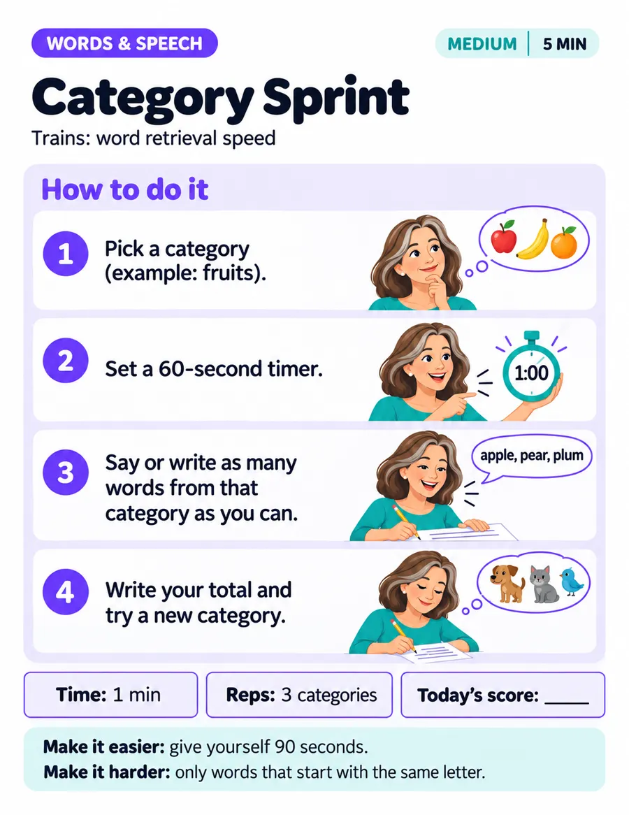 Exercise page: Category sprint